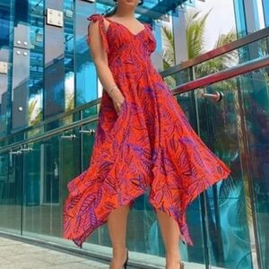 NWT Alexis Target Red Botanical Leaf Dress